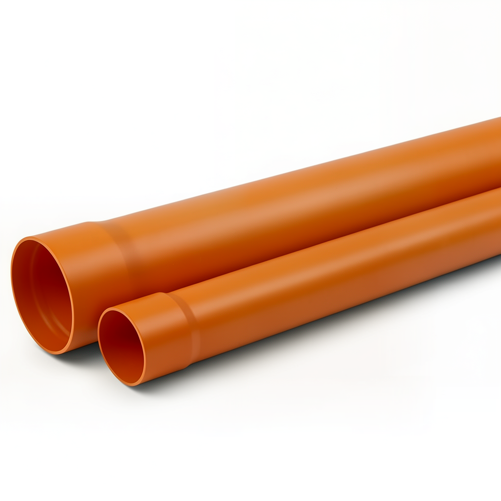 مواسير بلاستيك UPVC ضغط 250 psi مقاس 6 إنش سماكة 11.10 مم لون برتقالي بني