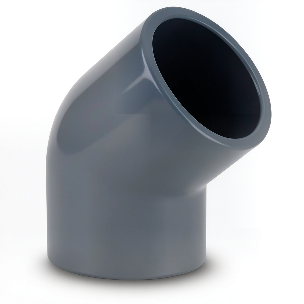 كوع UPVC زاوية 45° مقاس ½ انش لون رمادى غامق