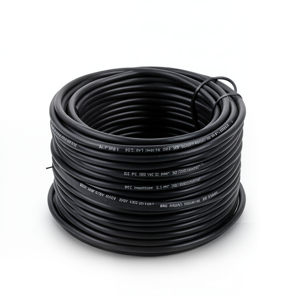 سلك نحاس مصمت مقاوم للحراره احادى النواة معزول PVC 90º 0.5 مم² 300/500 فولت 300 قدم اسود | شركة الفنار