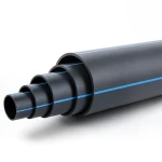 مواسير HDPE ضغط 3.2 بار PE 100 قطر خارجي 315 مم SDR 41 لون أسود مع خط أزرق