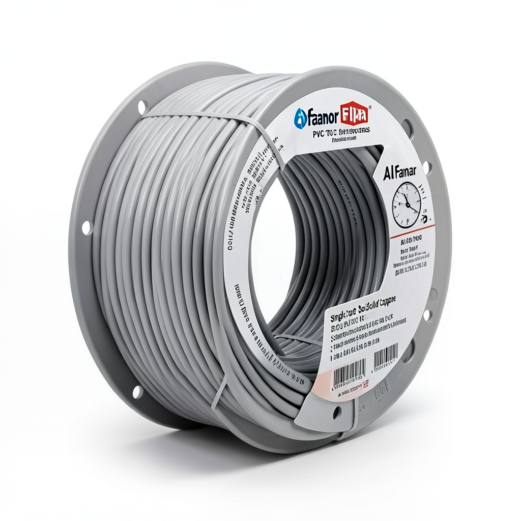 سلك نحاس مصمت احادى النواة معزول PVC 70º مقاس 0.5 مم² 300/500 فولت طول 300 قدم رمادي PVC 70 | شركة الفنار