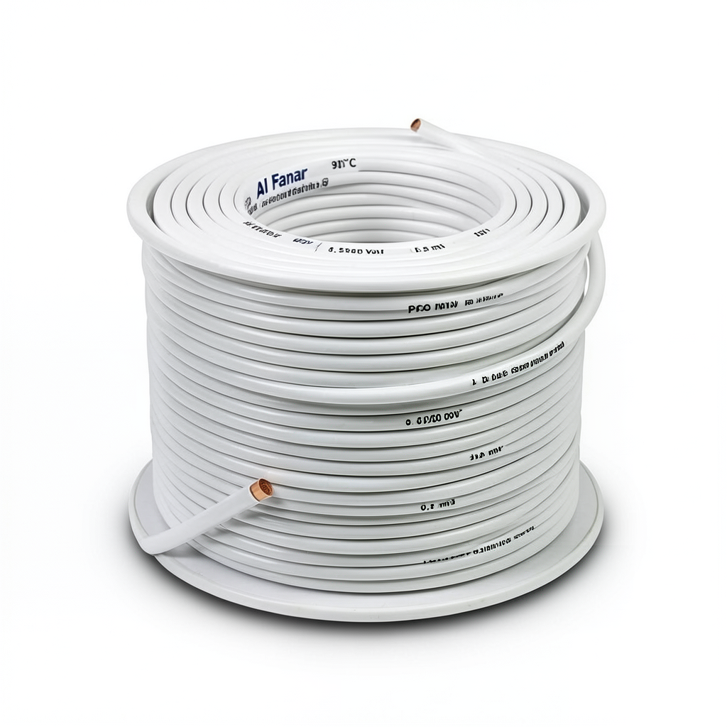 Heat Resistant Single Core Solid Copper Cable PVC 90ºC 0.5 mm² 300/500 Volt 300 Feet White | Al Fanar