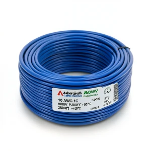سلك نحاس مجدول مفرد 10 AWG مطلي قصدير، 1000 فولت، معزول PVC +105°C، ازرق، 2500 قدم | شركة كابلات الشرقية للصناعة