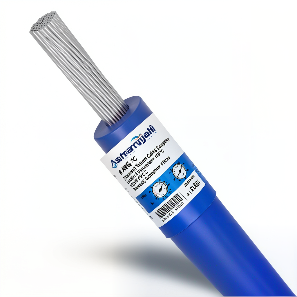 6 AWG 1C Stranded Tinned Copper Wire, 1000V PVC Insulation +105°C Blue, 500ft | Asharqiyah Cables Company for Industry