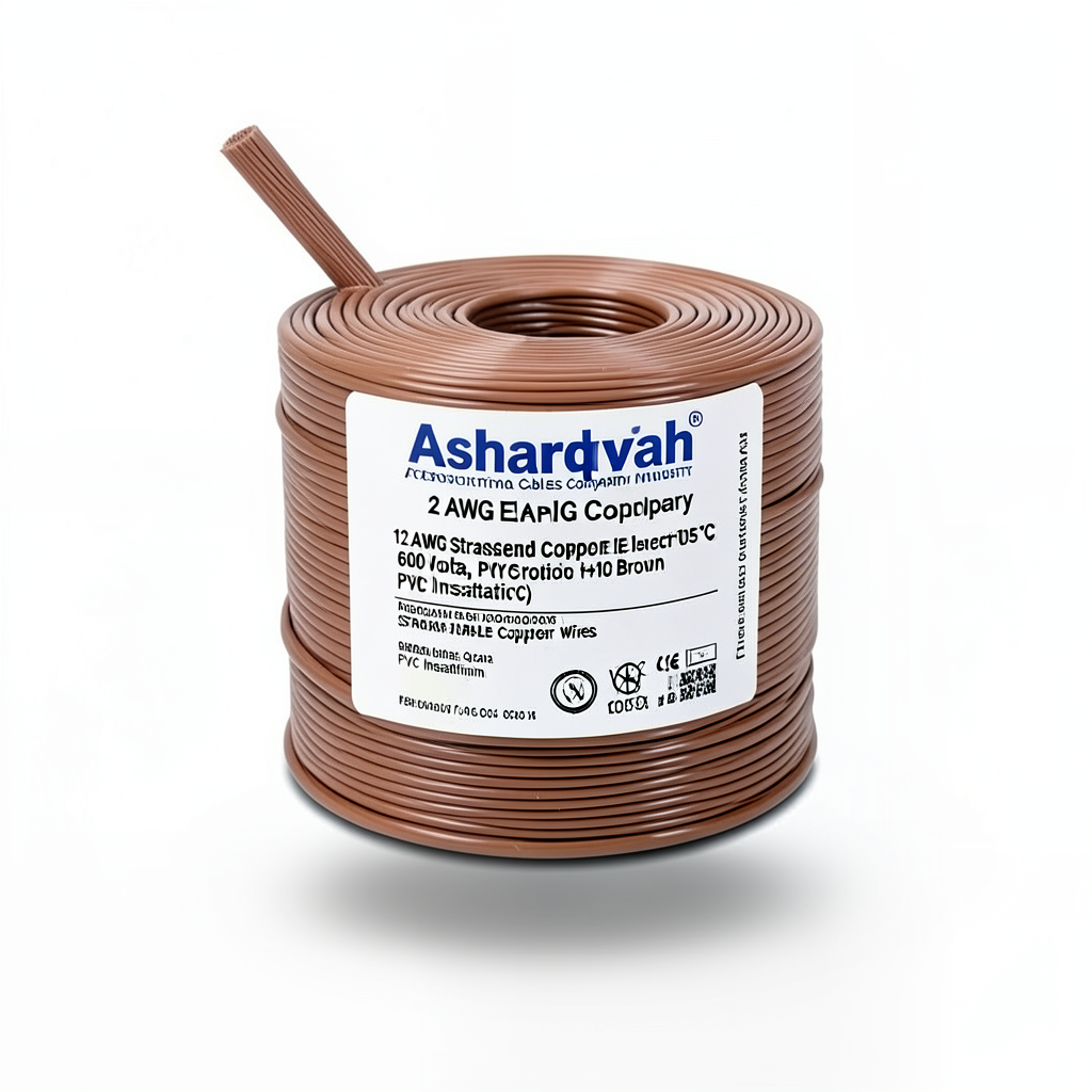 12 AWG Stranded Copper Electric Wire, 600 Volta, PVC Insulation (+105°C) Brown | Asharqiyah Cables Company for Industry
