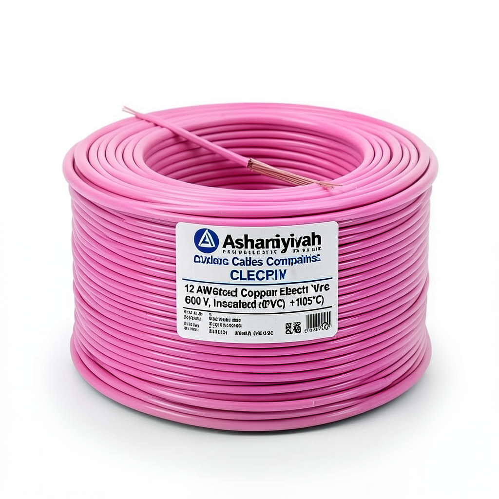 12 AWG Stranded Copper Electric Wire, 600 V, PVC Insulated (+105°C) Pink | Asharqiyah Cables Company for Industry