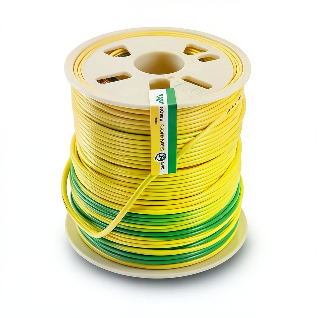 سلك نحاس مصمت احادى النواة معزول PVC 70º مقاس 0.5 مم² 300/500 فولت 300 قدم أصفر مع أخضر | شركة الفنار