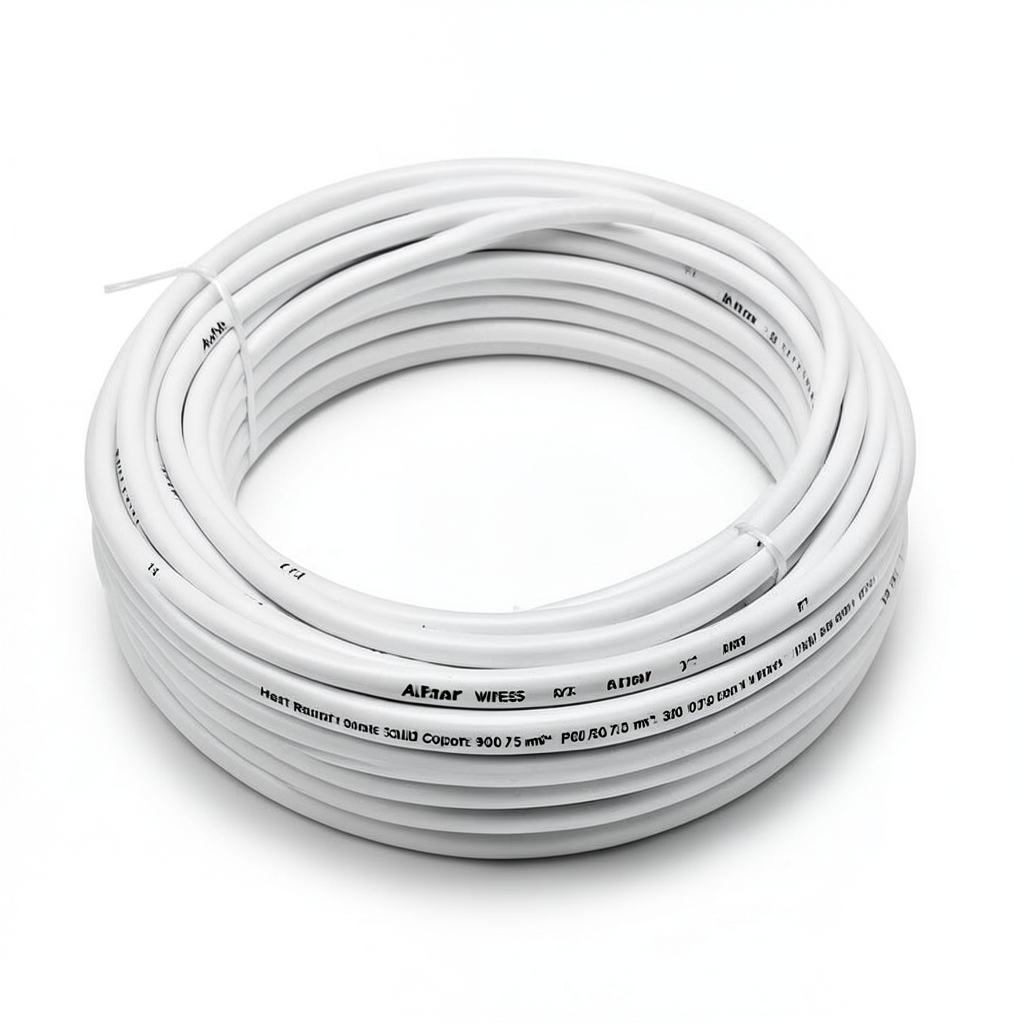 Heat Resistant Single Core Solid Copper Cable PVC 90 0.75 mm² 300/500 Volt 300 Feet White | Al Fanar