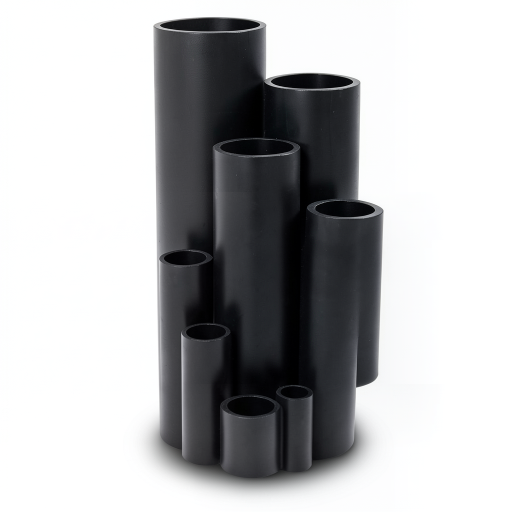 مواسير بولي ايثيلين عالي الكثافة ضغط 6.3 بار PE 100 مقاس 125 mm سماكة 4.8 mm لون أسود