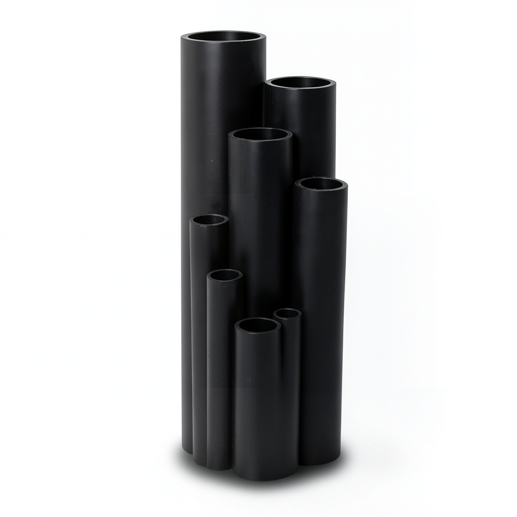 HDPE Plastic Pipe Pressure 3.2 Bar PE 80 Size 160 mm Thickness 4.0 mm Black