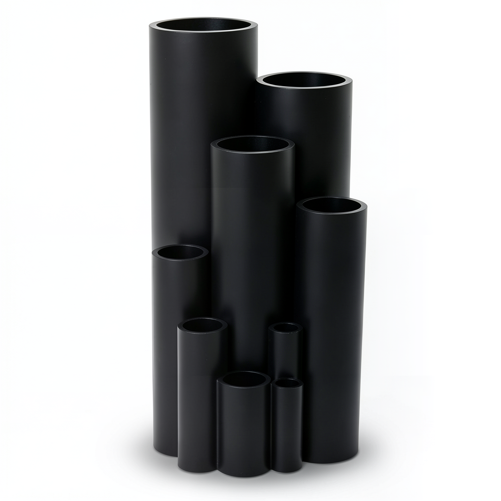 مواسير بلاستيك HDPE ضغط 4 بار PE 80 مقاس 110 مم سمك 3.4 مم لون أسود