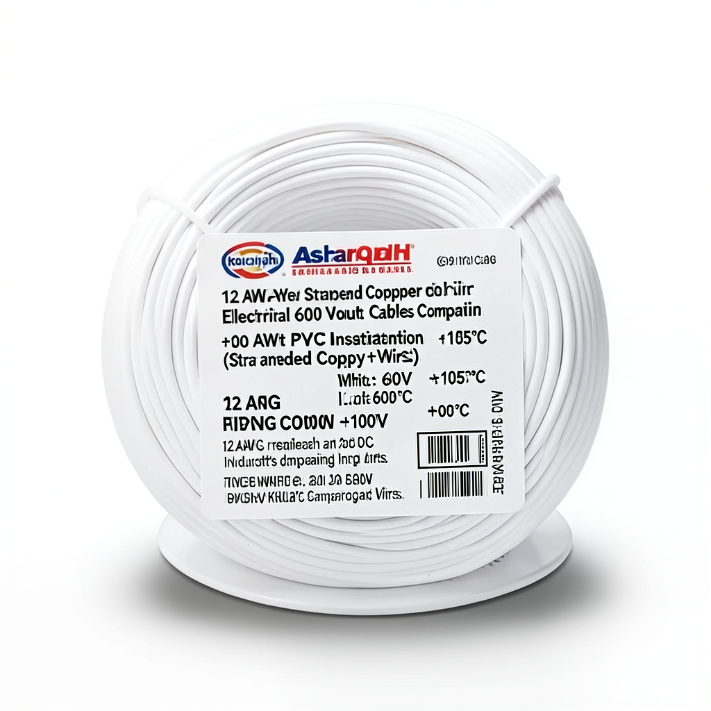 12 AWG Stranded Copper Electrical Wire 600 Volt PVC Insulation +105°C White | Asharqiyah Cables Company for Industry