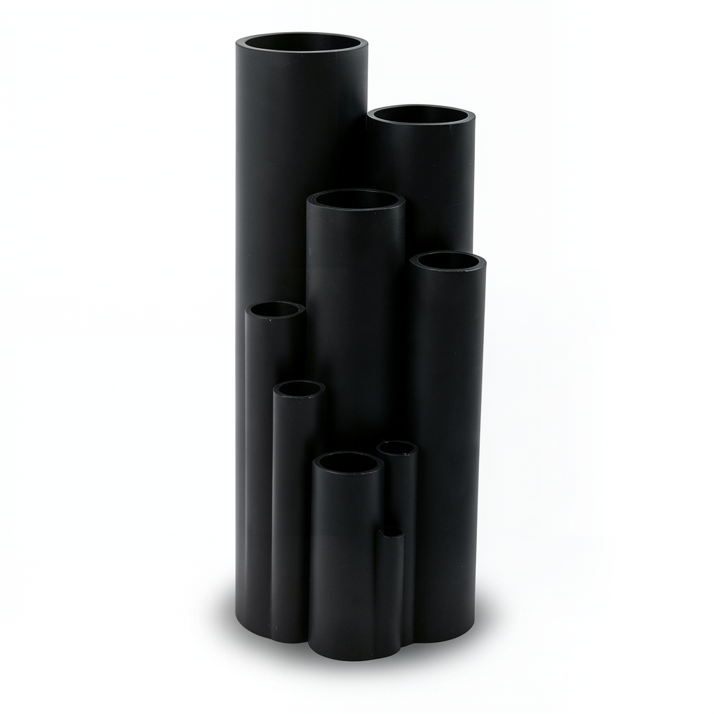 مواسير بولي ايثيلين عالي الكثافة ضغط 6.3 بار PE 100 مقاس 125 mm سماكة 4.8 mm لون أسود