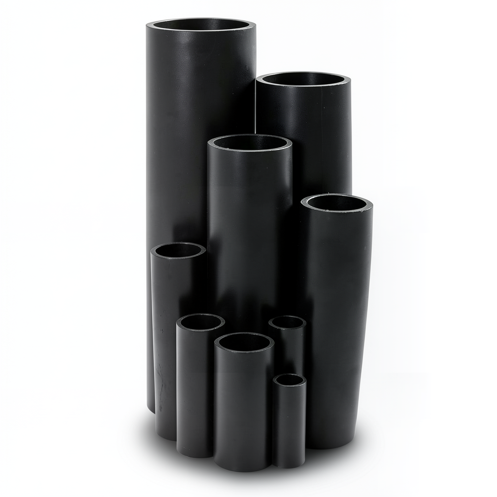 أنابيب بلاستيك HDPE ضغط 4 بار PE 80 مقاس 50 مم سمك 1.8 مم لون أسود