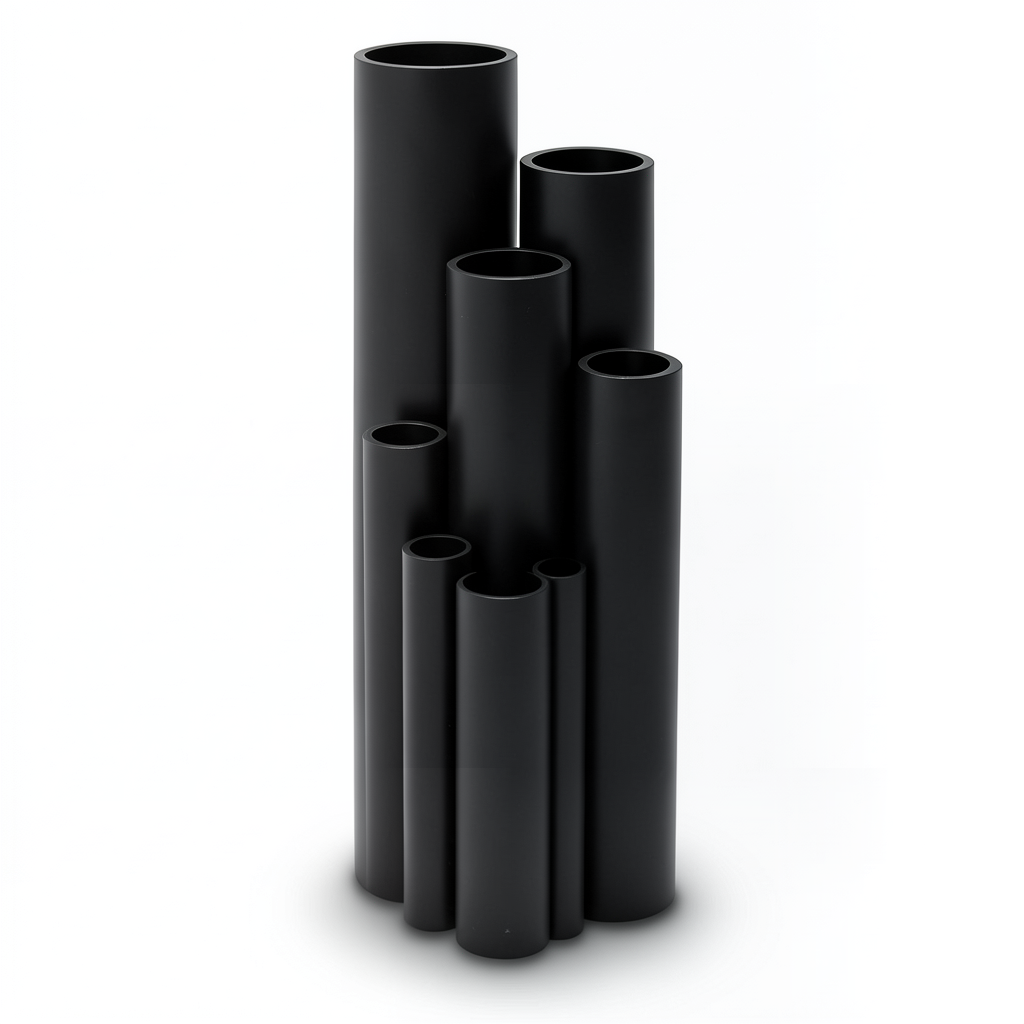 HDPE Plastic Pipe Pressure 4 Bar PE 80 Size 160 mm Thickness 4.9 mm Black