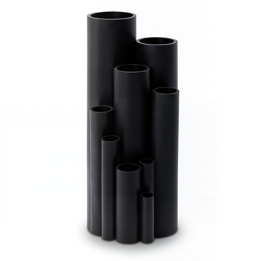 مواسير HDPE ضغط 4 بار PE 80 مقاس 280 مم سماكة 8.6 مم لون اسود