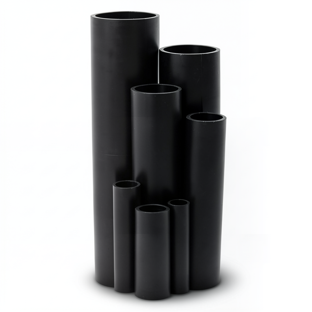 مواسير بلاستيك HDPE ضغط 4 بار PE 80 مقاس 315 مم سماكة 9.7 مم لون اسود