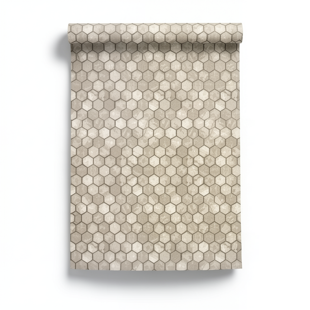 Spanish Wallpaper Geometric Design Beige Color, Size 10mx0.53m, Model 1105-4