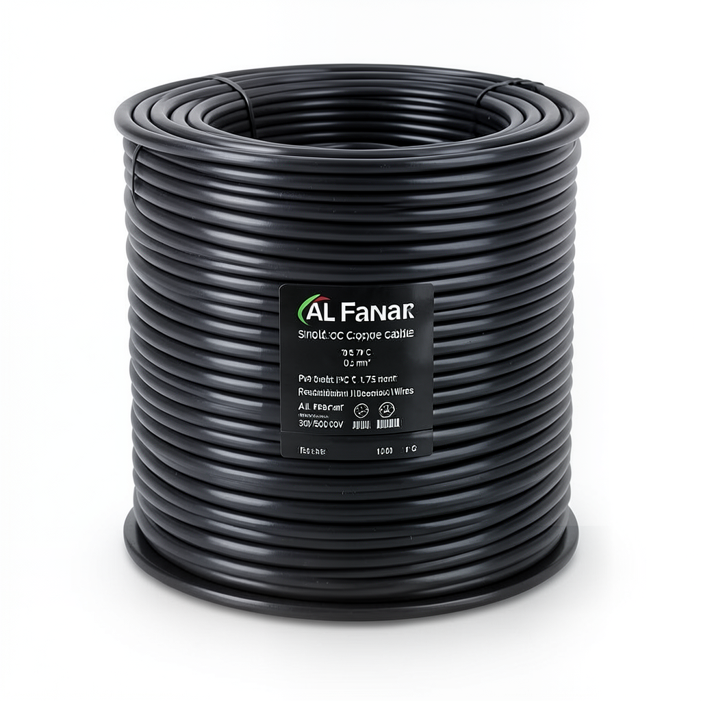 Single Core Solid Copper Cable PVC 70 ºC Insulation 0.75 mm² 300/500 Volt 300 Feet Black | Al Fanar