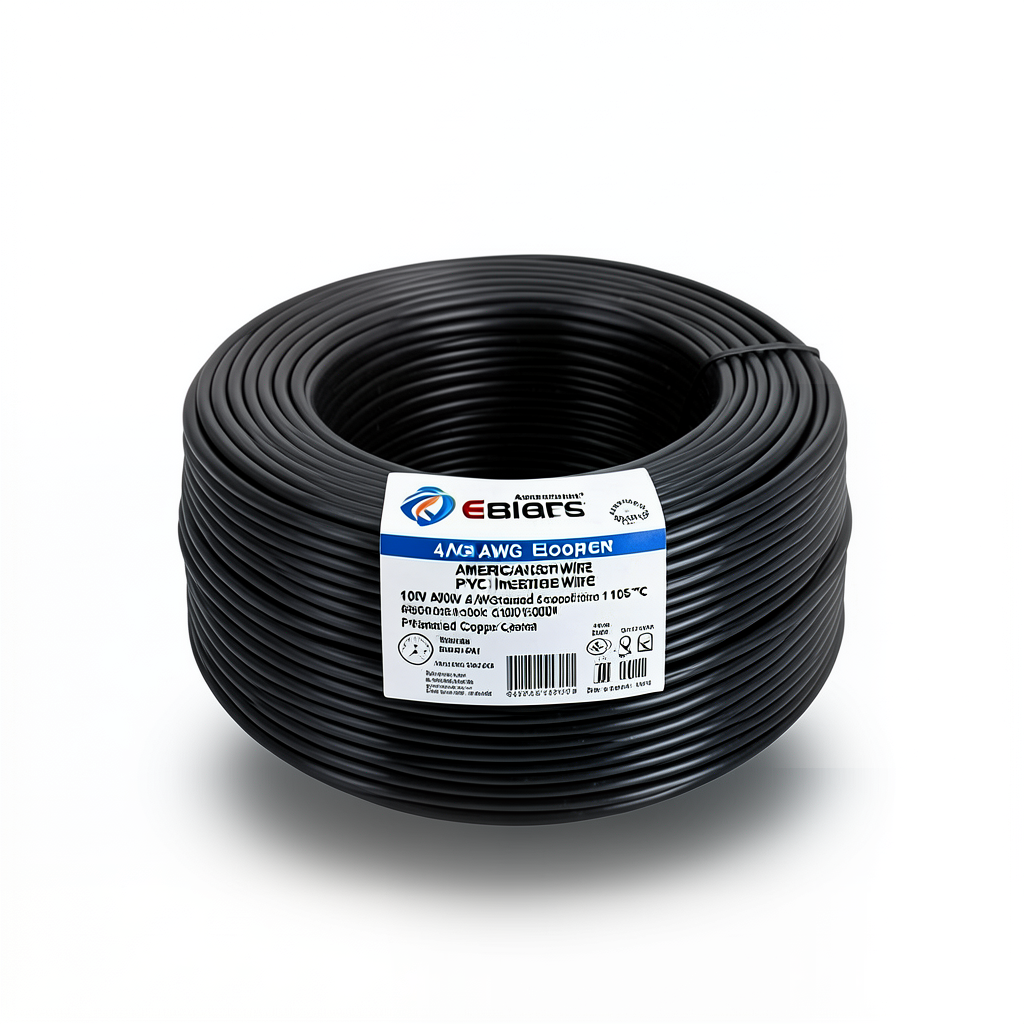 سلك امريكي 4/0 AWG نحاس مجدول عزل PVC 105°C أسود 600 فولت طول 500 قدم | شركة كابلات الشرقية للصناعة