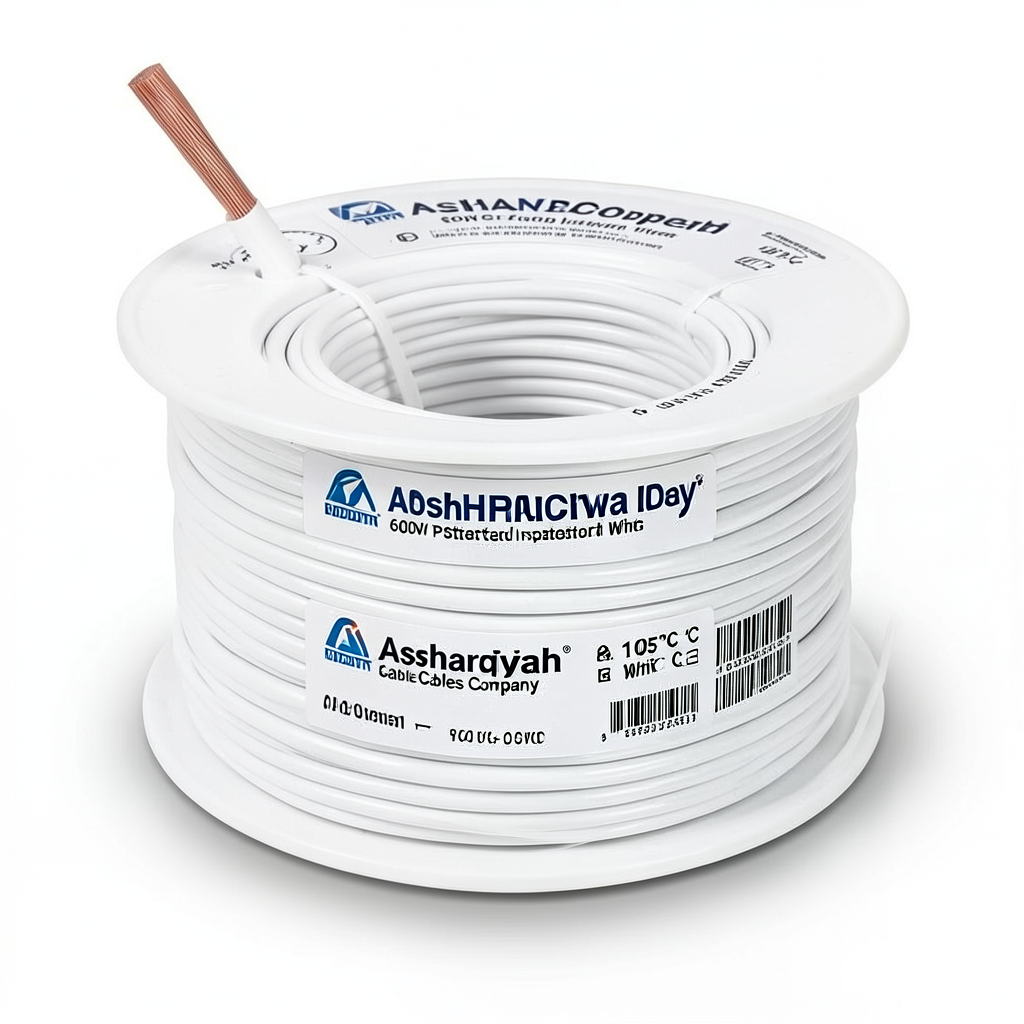 سلك كهرباء نحاس مجدول 10 AWG جهد 600 فولت عزل PVC +105°C أبيض | شركة كابلات الشرقية للصناعة