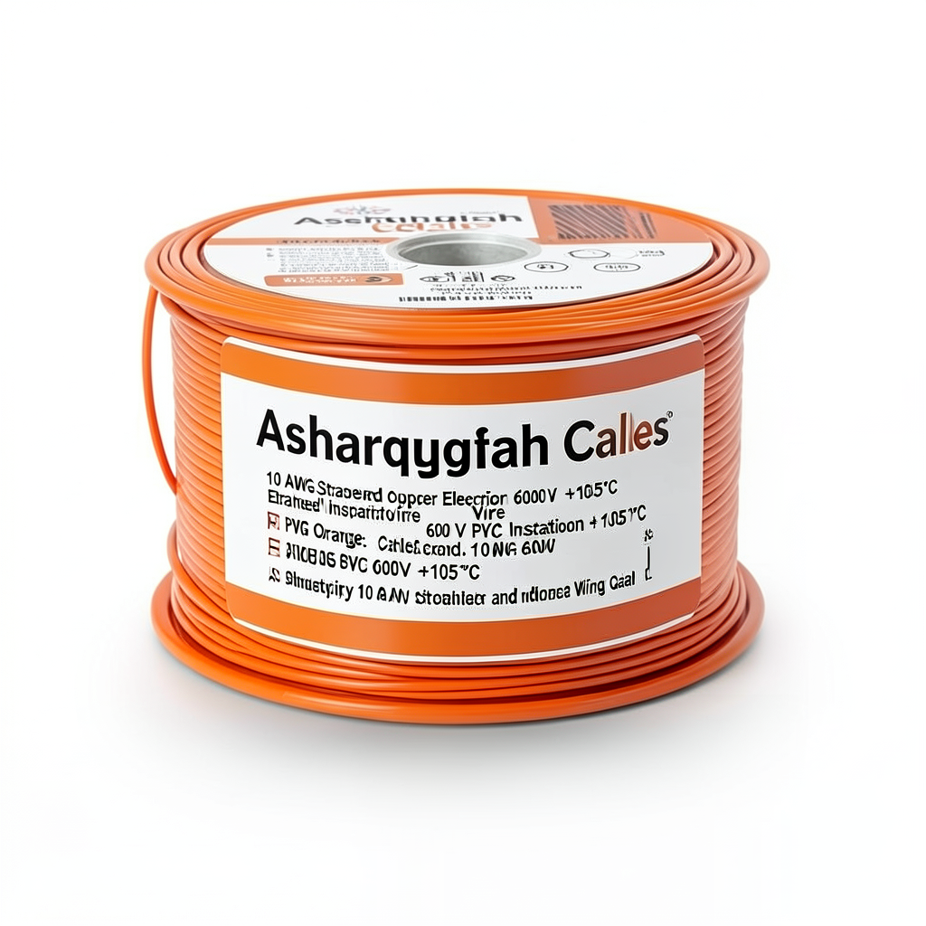 سلك كهرباء 10 AWG نحاس مجدول عزل PVC +105°C برتقالي، جهد 600 فولت | شركة كابلات الشرقية للصناعة
