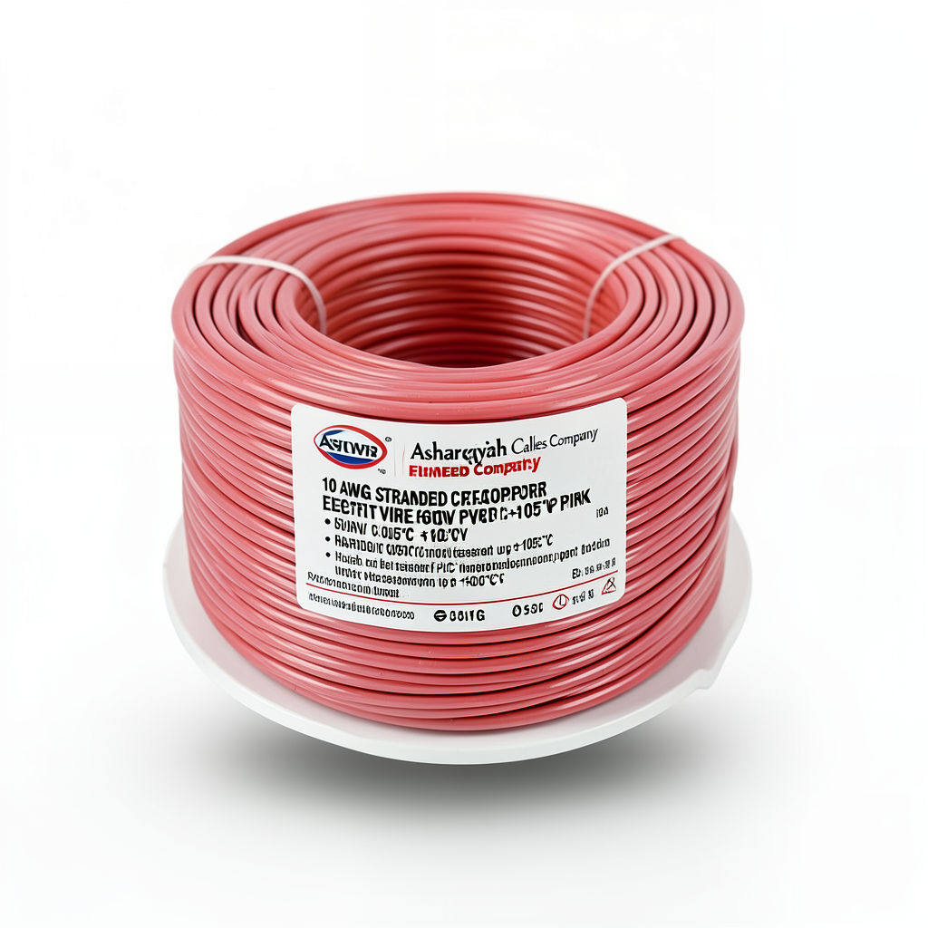 10 AWG Stranded Copper Electric Wire 600V PVC +105°C Pink | Asharqiyah Cables Company for Industry