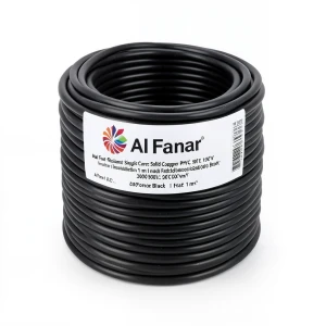 سلك نحاس مصمت مقاوم للحرارة أحادي النواة معزول PVC 90º 1 مم² 300/500 فولت 300 قدم أسود | شركة الفنار