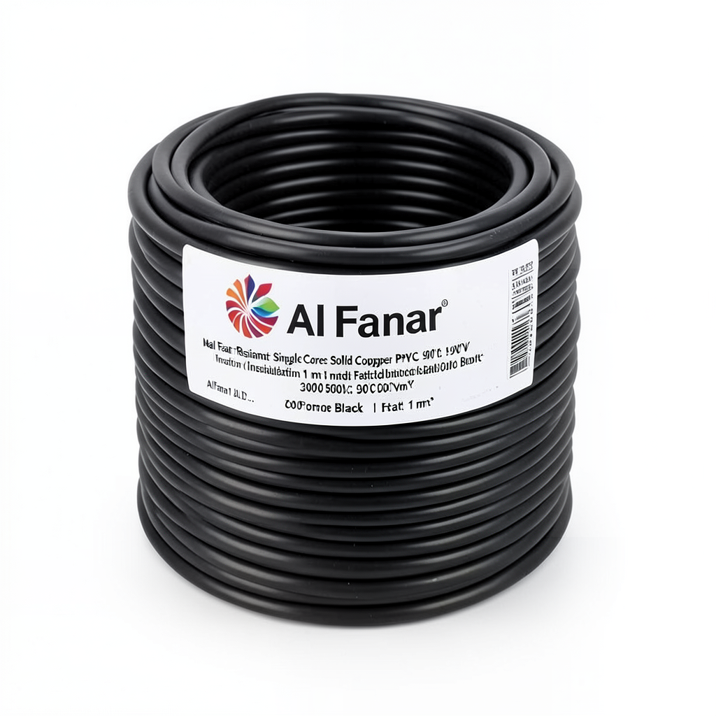 Heat Resistant Single Core Solid Copper Cable PVC 90ºC Insulation 1 mm² 300/500 Volt 300 Feet Black | Al Fanar