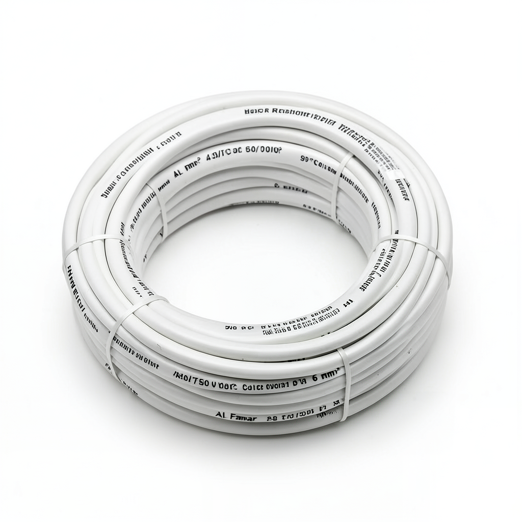 سلك نحاس مصمت مقاوم للحراره احادى النواة 6 مم² 450/750 فولت أبيض، عازل PVC 90º | شركة الفنار