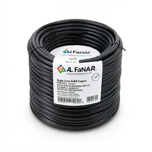 سلك نحاس مصمت احادى النواة معزول PVC 70º مقاس 0.75 مم² 300/500 فولت طول 300 قدم لون اسود | شركة الفنار