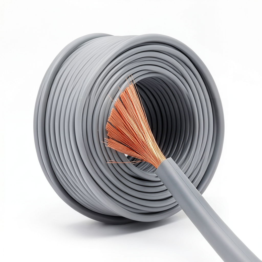 سلك كهرباء 2.5 مم نحاس شعر مرن 450/750 فولت، 100 ياردة، عزل PVC رمادي