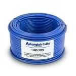 لفة سلك مفرد نحاس مجدول 1 AWG مطلي قصدير 1000 فولت عزل PVC +105°C ازرق، 500 قدم | شركة كابلات الشرقية للصناعة