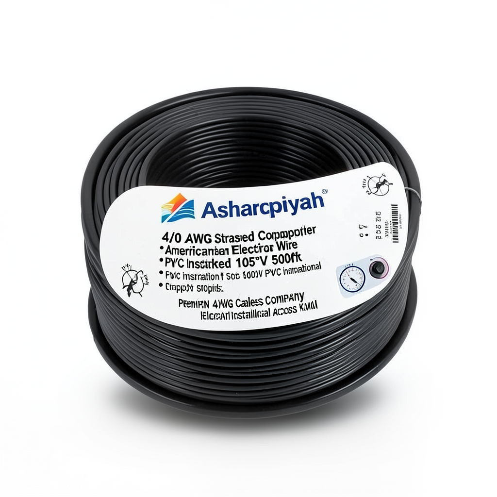 4/0 AWG Stranded Copper American Electric Wire PVC Insulated 105°C Black 600V 500ft | Asharqiyah Cables Company for Industry