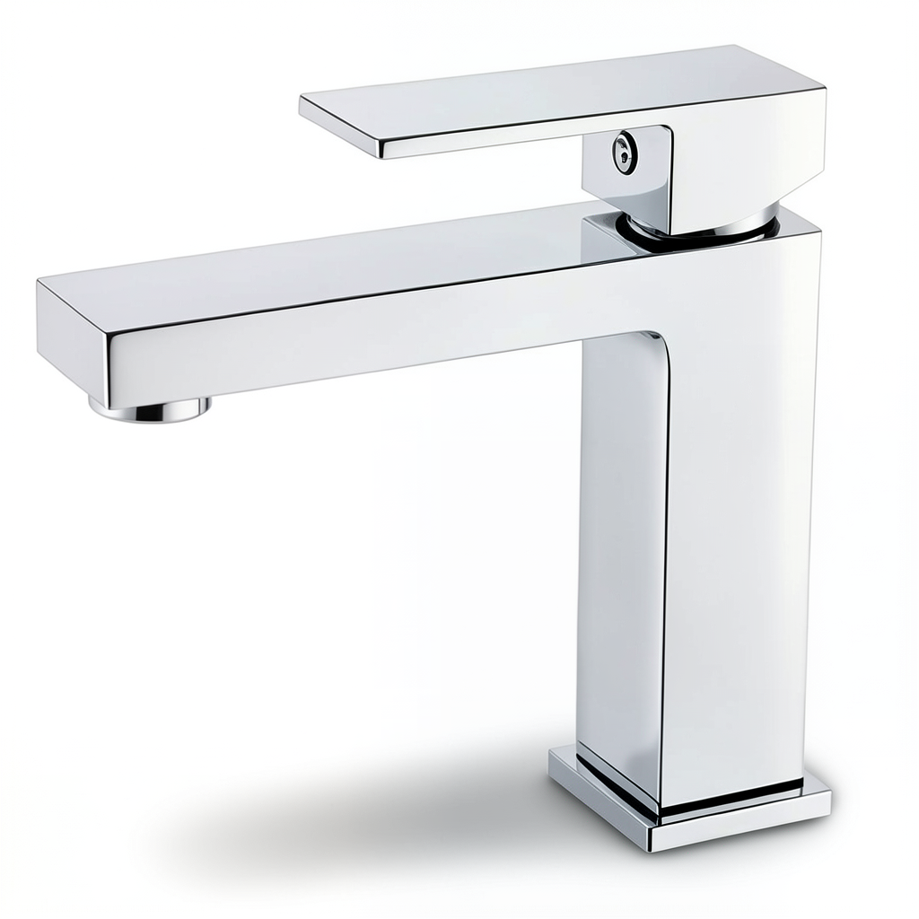 Automatic Short Square Wash Basin Faucet Brass, Chrome Color