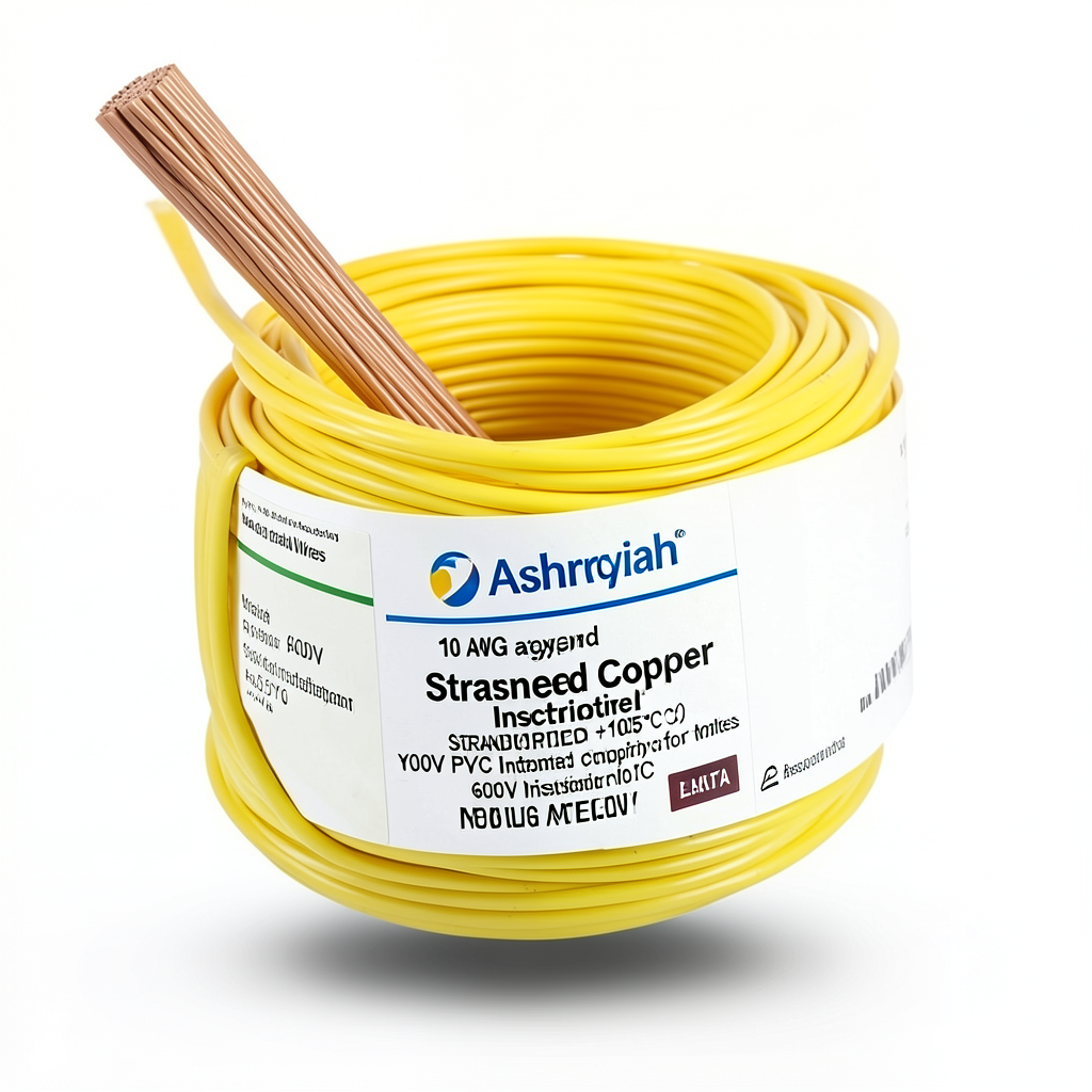 سلك كهرباء 10 AWG نحاس مجدول عزل PVC +105°C اصفر، جهد 600 فولت | شركة كابلات الشرقية للصناعة