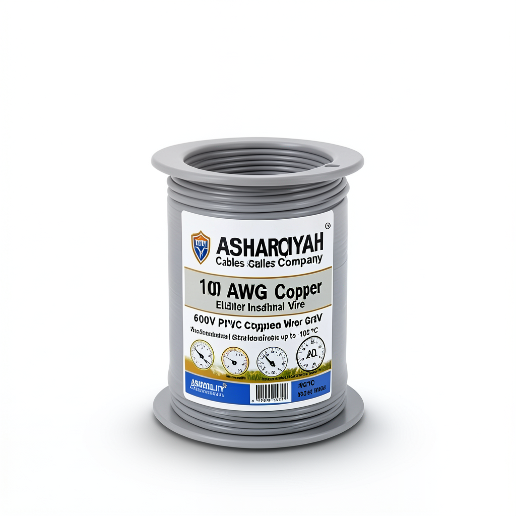 10 AWG Stranded Copper Electrical Wire 600V PVC Insulated Gray | Asharqiyah Cables Company for Industry