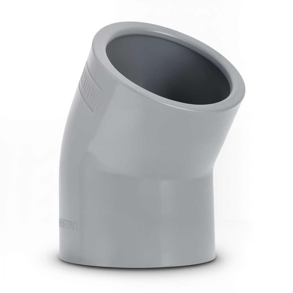 UPVC Plastic Elbow 45° Size 160 mm Gray Color