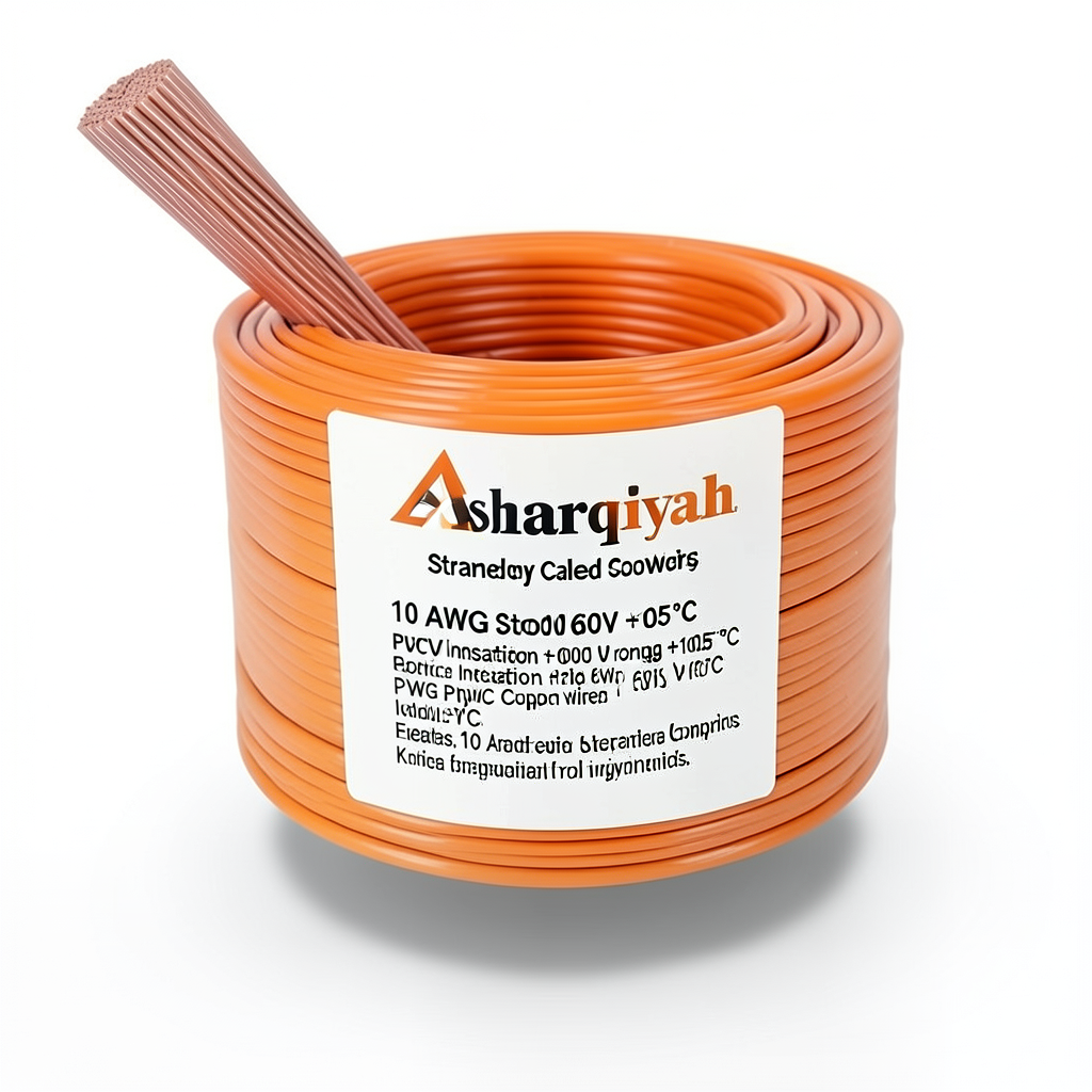 10 AWG Stranded Copper Electric Wire 600 V PVC Insulation +105°C Orange | Asharqiyah Cables Company for Industry