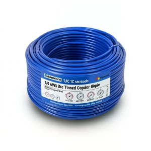 سلك كهرباء مفرد نحاس مجدول 1/0 AWG مطلي قصدير 1000 فولت عزل PVC ازرق طول 500 قدم | شركة كابلات الشرقية للصناعة