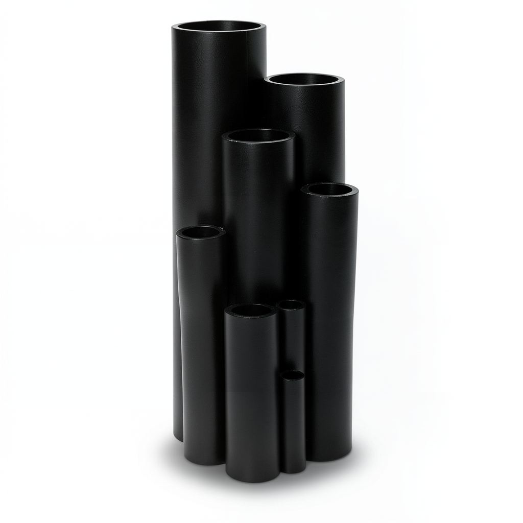 أنابيب HDPE ضغط 4 بار PE 80 مقاس 140 مم سمك 4.3 مم لون أسود