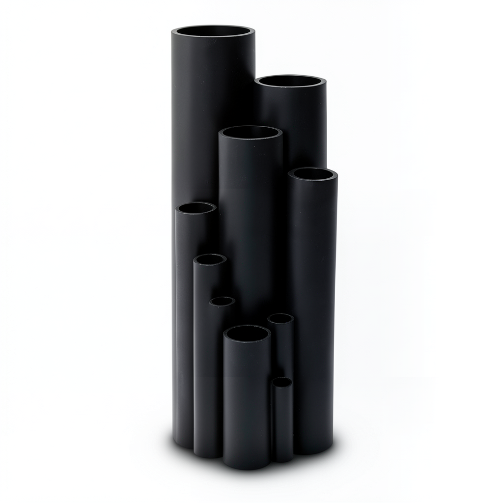 High Density Polyethylene Pipe Pressure 4 Bar PE 80 Size 355 mm Thickness 10.9 mm Black