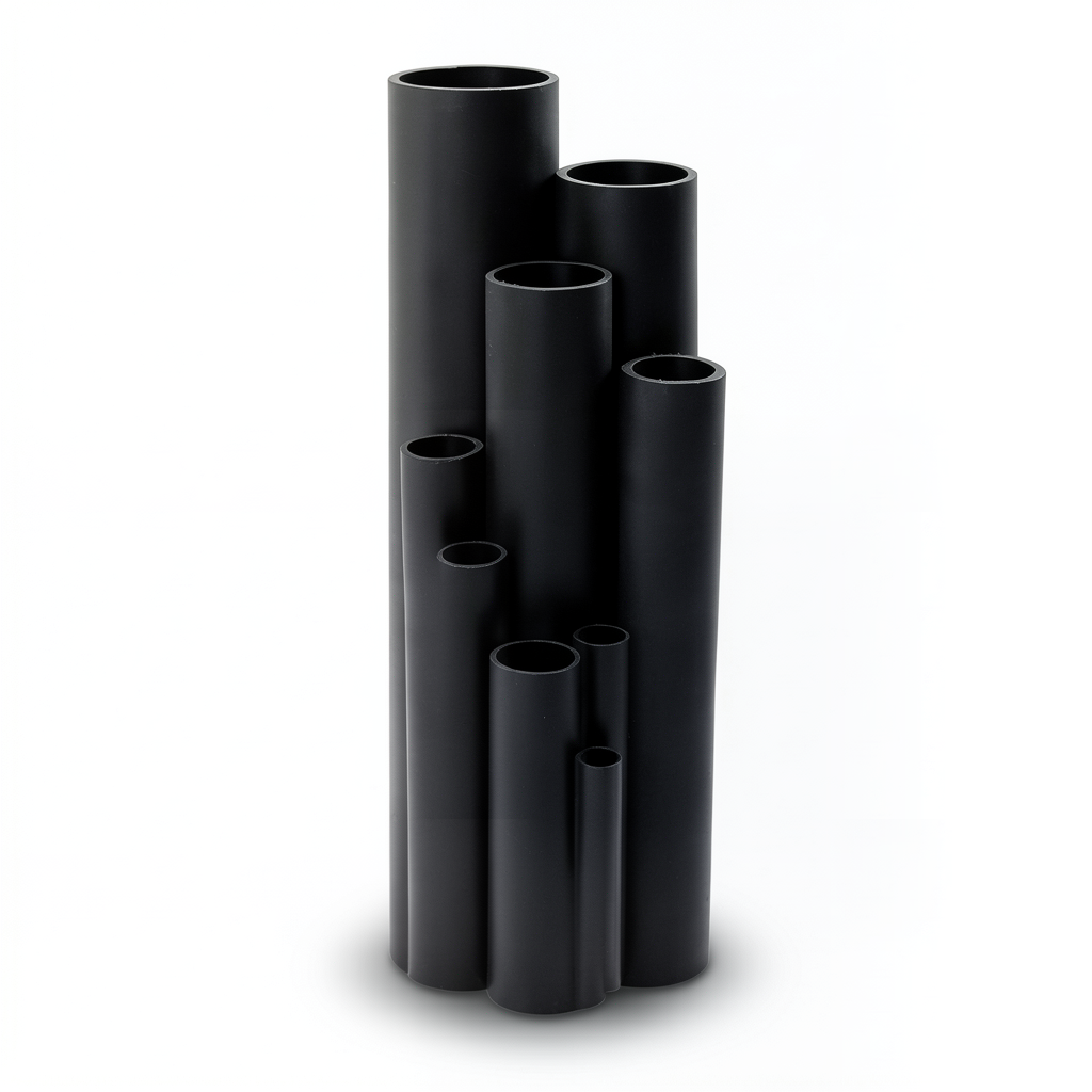 HDPE Plastic Pipe Pressure 4 Bar PE 80, 450 mm OD, 13.8 mm Thickness, Black