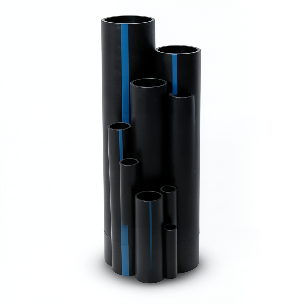 مواسير بلاستيك HDPE ضغط 3.2 بار PE 80 مقاس 180 ملم سمك 4.4 ملم لون أسود
