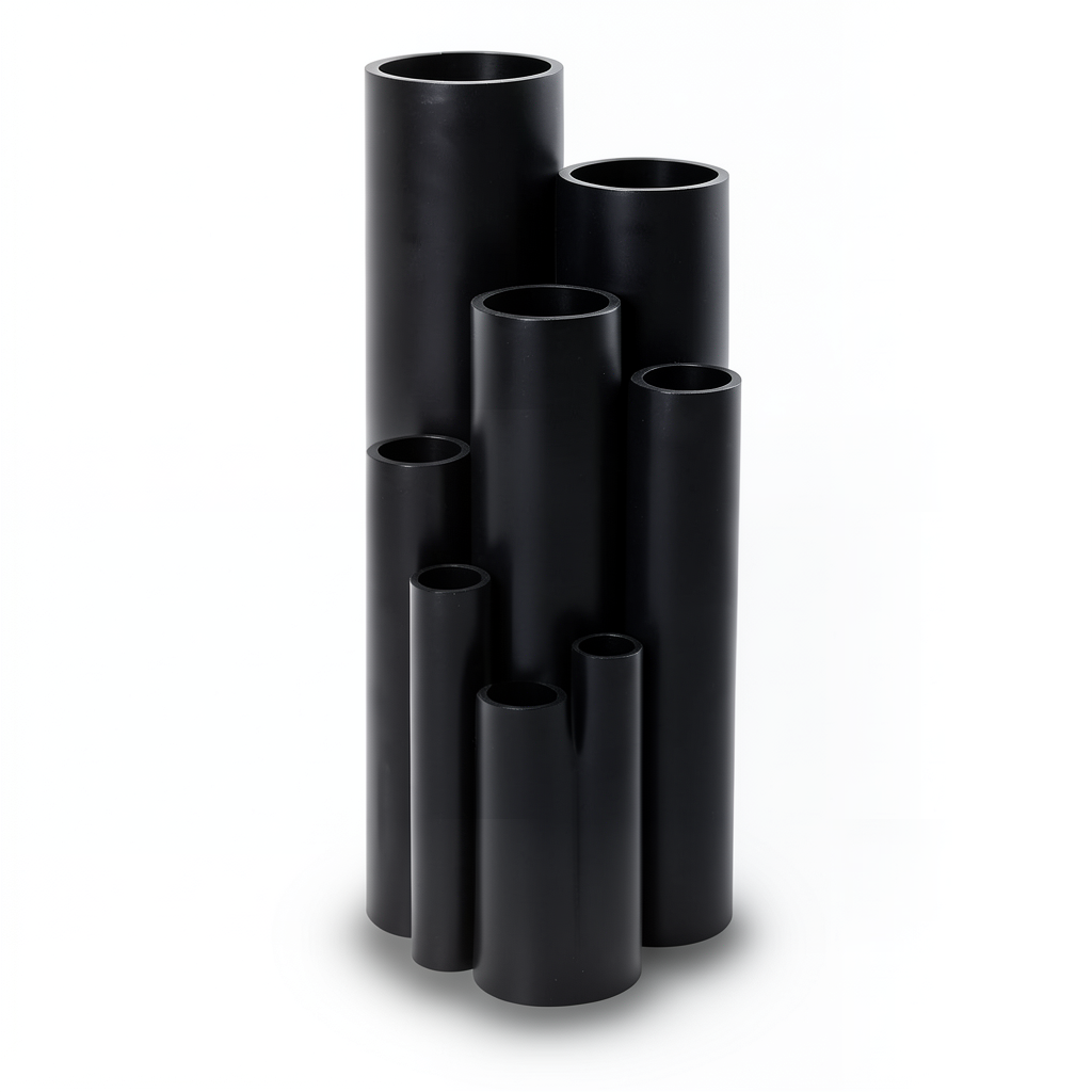 HDPE Plastic Pipe Pressure 3.2 Bar PE 80, Size 225 mm, Thickness 5.5 mm, Black