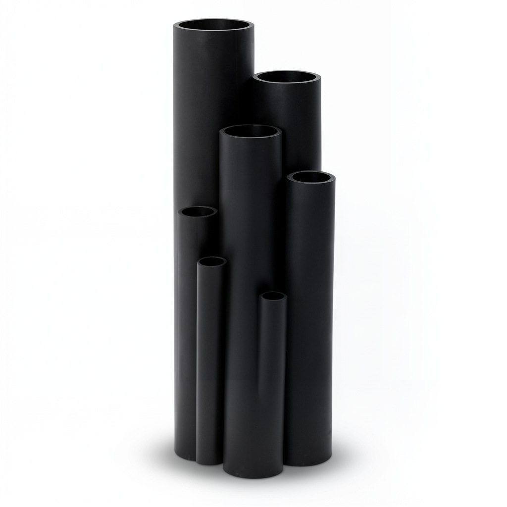 مواسير بلاستيك HDPE ضغط 3.2 بار PE 80 مقاس 280 ملم سمك 6.9 ملم لون اسود
