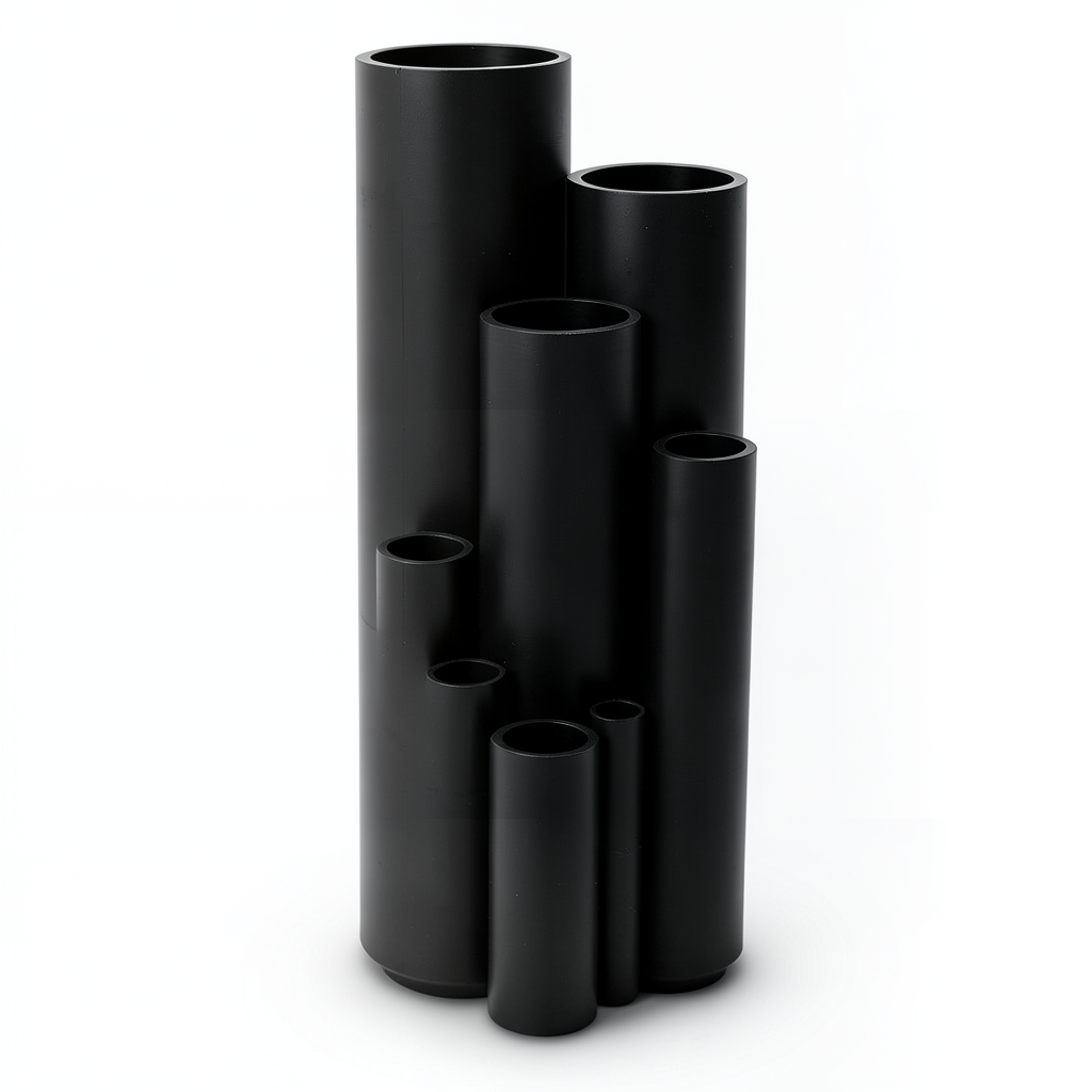 High Density Polyethylene Pipe Pressure 6.3 Bar PE 100 Size 140 mm Thickness 5.4 mm Black