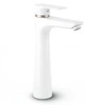 Automatic Brass High Washbasin Mixer, White Color