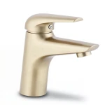 Short Automatic Washbasin Mixer Brass, Light Bronze