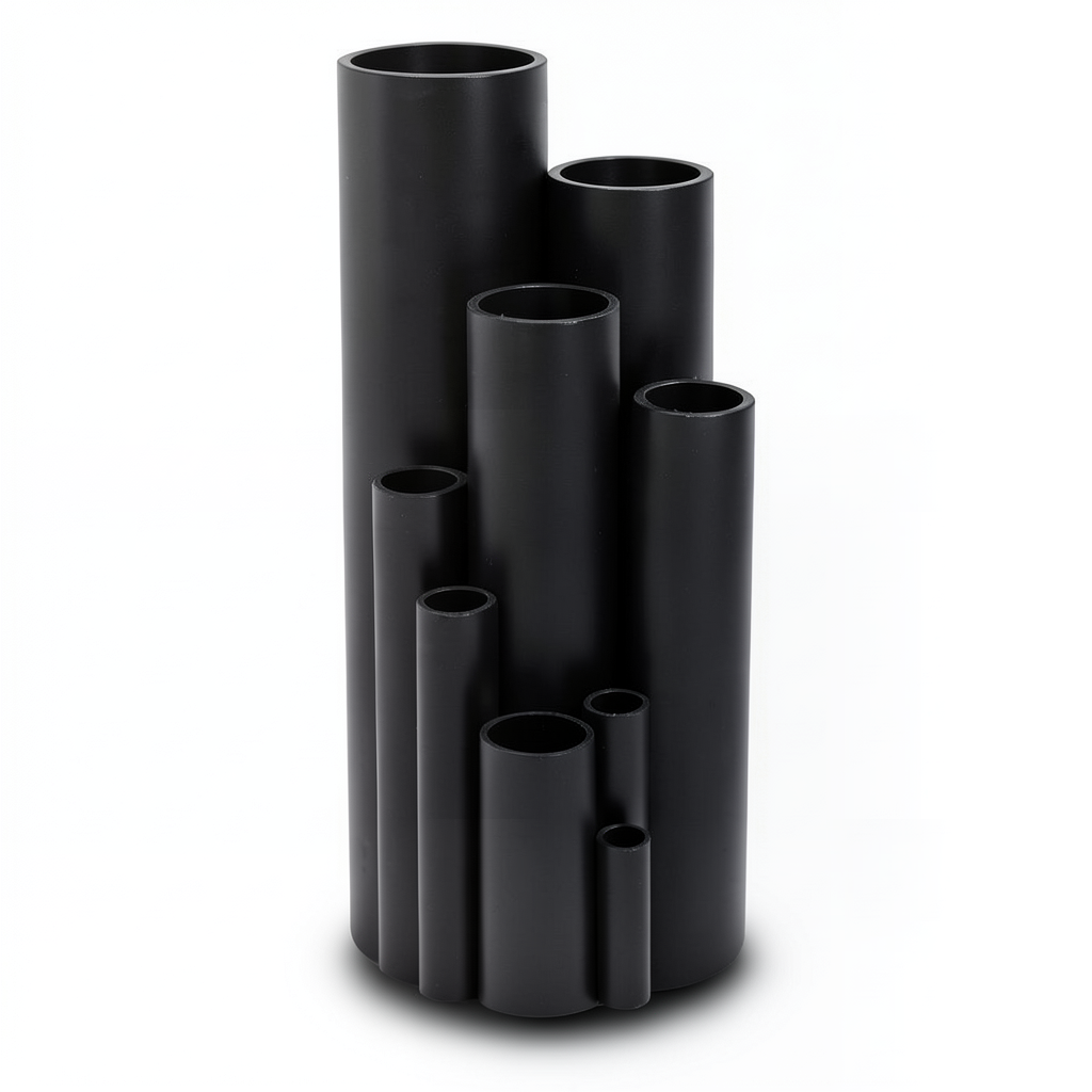 مواسير بلاستيك HDPE ضغط 4 بار PE 80، قطر خارجي 450 مم، سماكة 13.8 مم، لون أسود